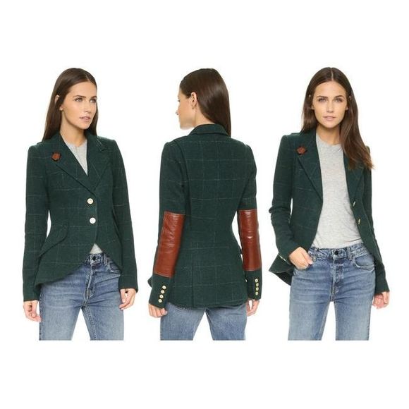 Smythe Jackets & Blazers - Smythe Jade Green Hunting Jacket Leather Elbows 8
